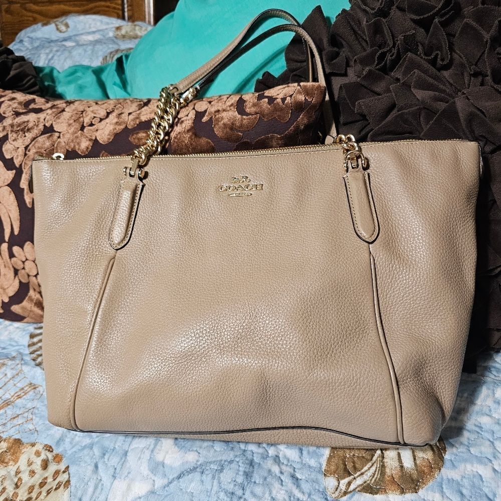 Coach Ava Chain Tote in Pebbled Leather
